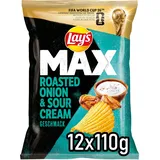 Lay's Max Roasted Onion & Sour Cream Geschmack – Knusprige Kartoffelchips für eine gelungene Party (12 x 110 g) (Verpackungsdesign kann abweichen)
