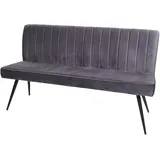 MCW Sitzbank MCW-K16, Esszimmerbank Bank Polsterbank Garderobenbank, Rückenlehne Samt Metall 160cm dunkelgrau
