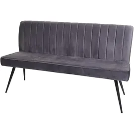 MCW Sitzbank MCW-K16, Esszimmerbank Bank Polsterbank Garderobenbank, Rückenlehne Samt Metall 160cm dunkelgrau