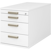 bümö Rollcontainer mit Schubladen, Container abschließbar aus Holz in weiß - Rollwagen für's Büro als Schreibtisch Unterschrank, Bürocontainer od.