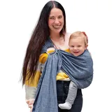 Hoppediz Ring-Sling, Baby-Tragetuch ab Geburt, 100 % schadstoffgeprüfte Baumwolle, Design Denim