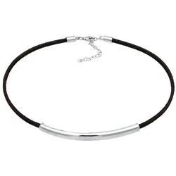 Elli Choker Synthetisches Leder Schwarz 925 Sterling Silber silberfarben Damen 