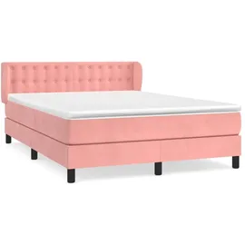 vidaXL Boxspringbett mit Matratze Rosa 140x200 cm Samt