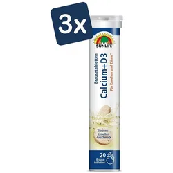 Sunlife Calcium + Vitamin D3 Brausetabletten 3x20 Stück (60Stück)