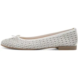 TAMARIS Damen Ballerina Leder flach, weiß, 40 EU