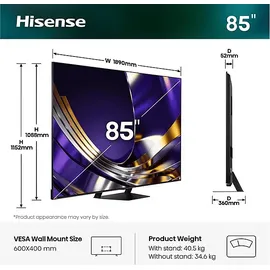 Hisense 85U7DS PRO 85" MiniLED ULED 4K Smart TV