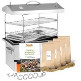 BEM Räucherbox von SMAK mit Deckel aus Edelstahl (Universalgerät für das Kalt- und Heißräuchern von Lebensmitteln) Räucherofen Smoker