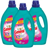 3 x Flüssigwaschmittel General Color 5-in-1 für Waschmaschine 60 Waschgänge – 3 Flaschen mit je 2,7 l