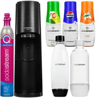 Trinkwassersprudler SODASTREAM Terra Black + 2 Flaschen, Sirup Pepsi Mirinda 7UP