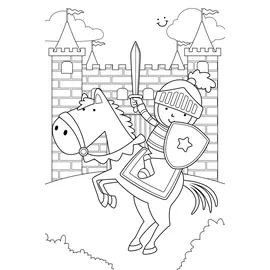 Queence Wandsticker QUEENCE "Ritter und Burg", weiß, B:60cm H:90cm, Vinyl, Wandtattoos, DIY-Wandsticker zum Bemalen