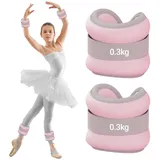 Gewichtsmanschetten Fuß 2 Stück (je 0,3 kg), Gewichte für Beine und Arme für Anfänger und Kinder, Ankle Weights, Handgelenk Gewichte, Fußgewichte Ideal für Pilates, Yoga, Jogge, Rose