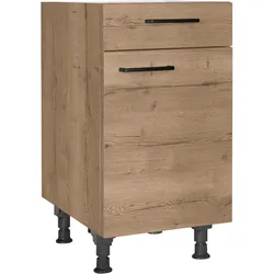 Unterschrank NOBILIA ""Structura", Ausrichtung wählbar, vormont., in den Breiten 30, 45 und", braun (front und korpus: eiche havanna nachbildung), B:45cm H:87cm T:58,3cm, Schränke, 60 cm Breite, mit höhenverstellbaren Sockelfüßen, vormontiert