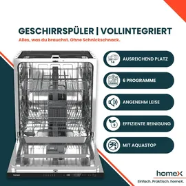 Homex DWFI601449E Einbau-Geschirrspüler (vollintegrierbar, 598 mm)