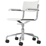 Thonet - S 43 FDR Bürostuhl mit Armlehnen, Chrom / Buche weiß gebeizt (TP 200)