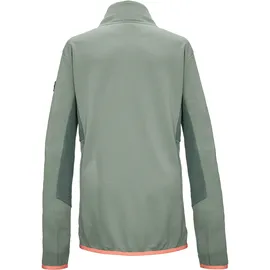 KILLTEC Strickjacke KILLTEC "KOS 140 BYS FLX JCKT", Jungen, Gr. 152, grün (hellgrün), Obermaterial: 100% Polyester, Strickjacken Strickjacke, Colourblock-Design, 2-Wege-Stretch, Kinnschutz, vielseitig einsetzbar