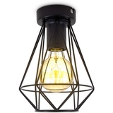 B.K.Licht - E27 Fassung, max. 40 Watt, Vintage, Deckenleuchte, Lampe, Wohnzimmerlampe, Schlafzimmerlampe, Küchenlampe, Deckenstrahler, Retro, Deckenbeleuchtung, 16,5x22,5 cm, Schwarz