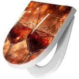 Primedeco WC-Sitz mit Absenkautomatik Motiv Weingläser Festlich (1-St), Absenkautomatik, Soft-Close orange