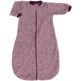 Lilano, Schlafstrampler Schlafsack Mit Arm, 100% Wollfrottee Flausch (kbT) (50-56, Beere Geringelt)