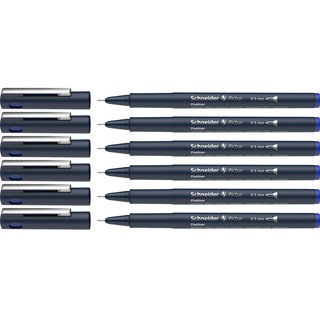 Schneider Pictus Fineliner (Strichstärke 0,3 mm, dokumentenechte Pigmentliner, metallgefasste Spitze, Gehäuse aus 85% recyceltem Kunststoff) 6er Pack, blau