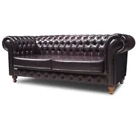 Chesterfield Sofa 3-Sitzer - Veganes Leder - My Chesterfield Antik Rot - Handgefertigtes, hochwertiges Original Chesterfield, 100% Veganes Leder - Breite 200cm