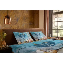Muller Textil Beach heart unifarben Blau 135 x 200 cm + 2 x 80 x 80 cm