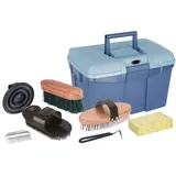 Kerbl Putzbox mit Inhalt für Pferde, Pferdebürsten, Putzzeug blau)