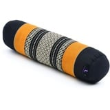 Leewadee Pilates Rolle Nackenstütze kleines Yoga Bolster Yogakissen ökologisches Naturprodukt, Kapok, 50 x 15 x 15 cm, Schwarz Orange