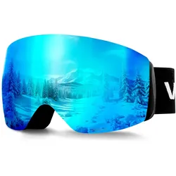 VEVOR Rahmenlose Skibrille, sphärische Linse mit blauer Revo-Beschichtung, OTG Anti-Beschlag-Motorradbrille, Schutzbrille, Motocross Brille geeignet zum Skifahren, Skaten, Snowboarden