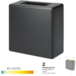 Wandleuchte Led 3W 85Lm 4000K Tageslicht Ip65 12X12X5Cm Quadratisch 2 Projektionen Edm