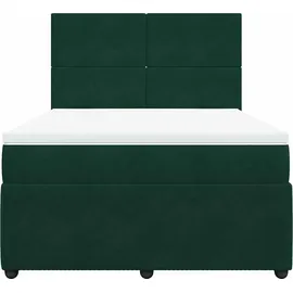 vidaXL Boxspringbett 140 x 200 cm Dunkelgrün
