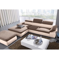 sit&more Ecksofa SIT&MORE Valantine Sofas Gr. B/H/T: 286 cm x 94 cm x 174 cm, Lu x us-Microfaser ALTARA NUBUCK, Recamiere links, ohne Bettfunktion, braun (creme, braun) Ecksofas