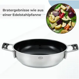 Rösle SILENCE PRO - 28 cm, Hitzebeständig bis 260 °C, Keramikversiegelung, silbern, Edelstahl 18/10, spülmaschinengeeignet