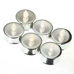 LED Teelichter flackernde Flamme flammenlos Batterie D: 3,8cm silber 6 Stück
