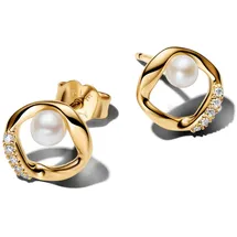 Pandora Ohrstecker 264662C01 Goldfarben vergoldet Perle/Zirkonia