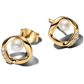 Pandora Ohrstecker 264662C01 Goldfarben vergoldet Perle/Zirkonia