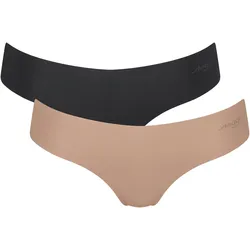 String SLOGGI "ZERO Microfibre 2.0", Damen, Gr. S, braun (braun, schwarz combination), Single Jersey, Obermaterial: 76% Polyamid, 24% Elasthan, Unterhosen, nahtlos, unsichtbar unter enger Kleidung, ultraleicht, Hipster-Stil