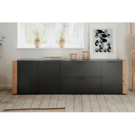 CaliCosy Cento Lowboard 198x61x34,5 cm Anthrazit/Eiche Kunststoff
