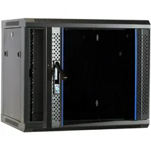 DSIT 9HE Netzwerkschrank Serverschrank, Wandgehäuse, mit Glastür (BxTxH) 600 x 450 x 500mm - Schwarz - Traglast 60 kg