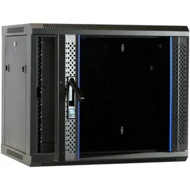 DSIT 9HE Netzwerkschrank Serverschrank, Wandgehäuse, mit Glastür (BxTxH) 600 x 450 x 500mm - Schwarz - Traglast 60 kg