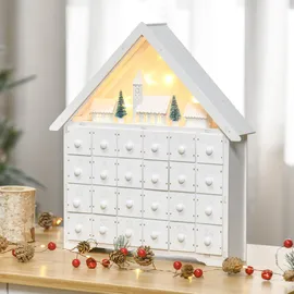 Homcom Adventskalender zum Befüllen 2-in-1-Design mit LED-Lichtern 39 x 9 x 42 cm