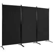 Costway Paravent (3 St), mit verstellbaren Untersetzern, 260 x 183cm schwarz