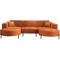 Fun Möbel Wohnlandschaft U-Form Sofa VALENCIA in Stoff Noel