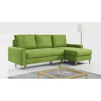 MKS MEBLE Ecksofa - L-Form Sofa mit Schlaffunktion - Wohnlandschaft L Form, Ecksofa mit Schlaffunktion und Bettkasten, Schlafsofa mit Bettkasten, Couch mit Schlaffunktion - Hellgrün LANG