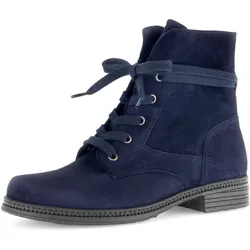 Schnürboots GABOR, Damen, Gr. 41, blau (nachtblau), Ziegenveloursleder, unifarben, klassisch, Schuhe, Blockabsatz, Schnürstiefelette mit schaftumwickelenden Schnürsenkeln