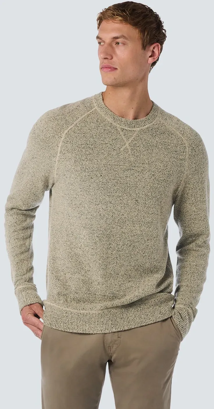 Strickpullover NO EXCESS, Herren, Gr. XL, beige (cement), Strick, Obermaterial: 41% Polyacryl, 31% Baumwolle, 17% Nylon, 8% Wolle, 3% sonstige Fasern, meliert, unifarben, gerade hüftbedeckend, Rundhals, Strickbündchen, Pullover Strickpullover, in melierter Optik
