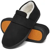 Mishansha Warme Hausschuhe Herren Winter Pantoffeln Herren Hausschuh Männer Memory Foam Slippers Geschlossen Fell Hauspantoffeln Rosine Schwarz,Gr.47 - 47 EU