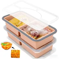 Niuny Gefrierbehälter Suppen Einfrieren Behälter Große Eiswürfelform 2Stk Silikon Eiswürfelform Mit Deckel Gefrierdosen 1000ml Eiswürfelbehälter Silikon Gefrierform für Suppe Brühe Sauce Eiswürfel