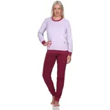 Normann Damen Frottee Langarm Schlafanzug Pyjama mit Bündchen - auch in Übergröße, Farbe:lila, Größe:40-42 - 40-42