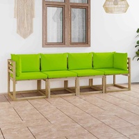 4-Sitzer-Gartensofa mit Hellgrünen Kissen
