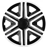 NRM Action 4 x Universal Radzierblenden Radkappen Satz 4er Set Auto KFZ Zoll (Weiss-Schwarz, 14")